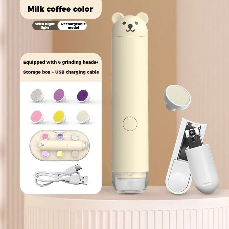 Little Bear Electric Nail Grinder, Electric Nail Polish Remover for Babies, Anti Scratch, Portable Nail Clipper, Nail Trimming