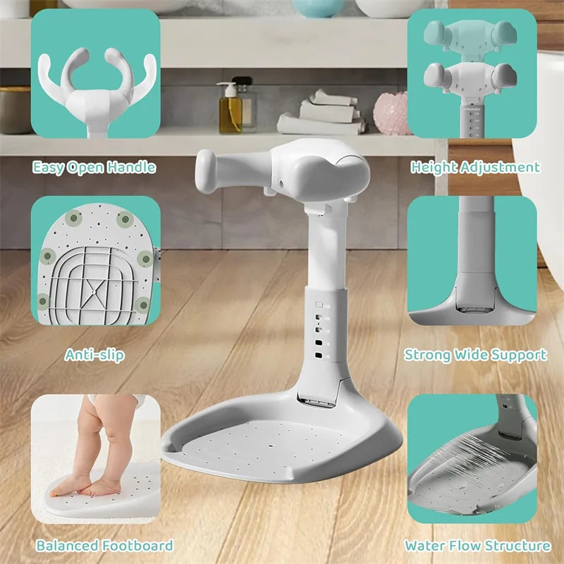 Foldable Baby & Toddler Bath Stand: Anti-Slip, Easy to Install, Standing Bath Design