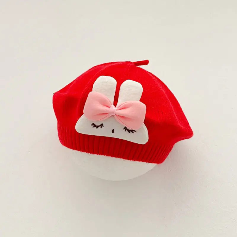 Sweet Cartoon Rabbit Baby Beret Hats Korean Princess Girl Cap Beanies Soft Infant Toddler Artist Painter Caps