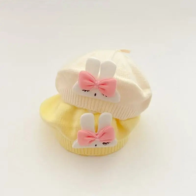 Sweet Cartoon Rabbit Baby Beret Hats Korean Princess Girl Cap Beanies Soft Infant Toddler Artist Painter Caps